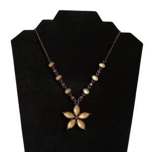 Park Lane Pink & Yellow Rhinestone & Faux Crystal Flower Pendant Ashley Necklace